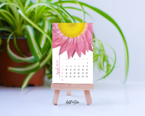 2023 Desk Calendar Flower Customizable Wooden Mini Easel Stand Art Display Holder