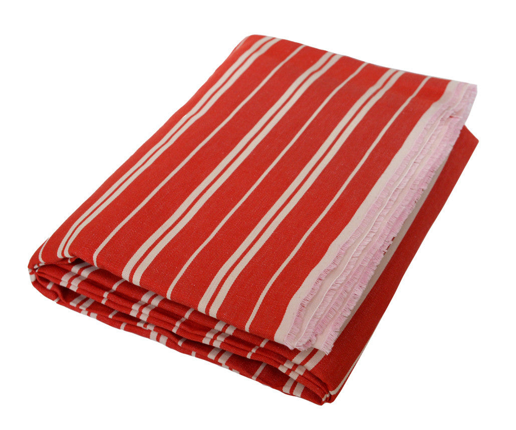 red and white beach towels