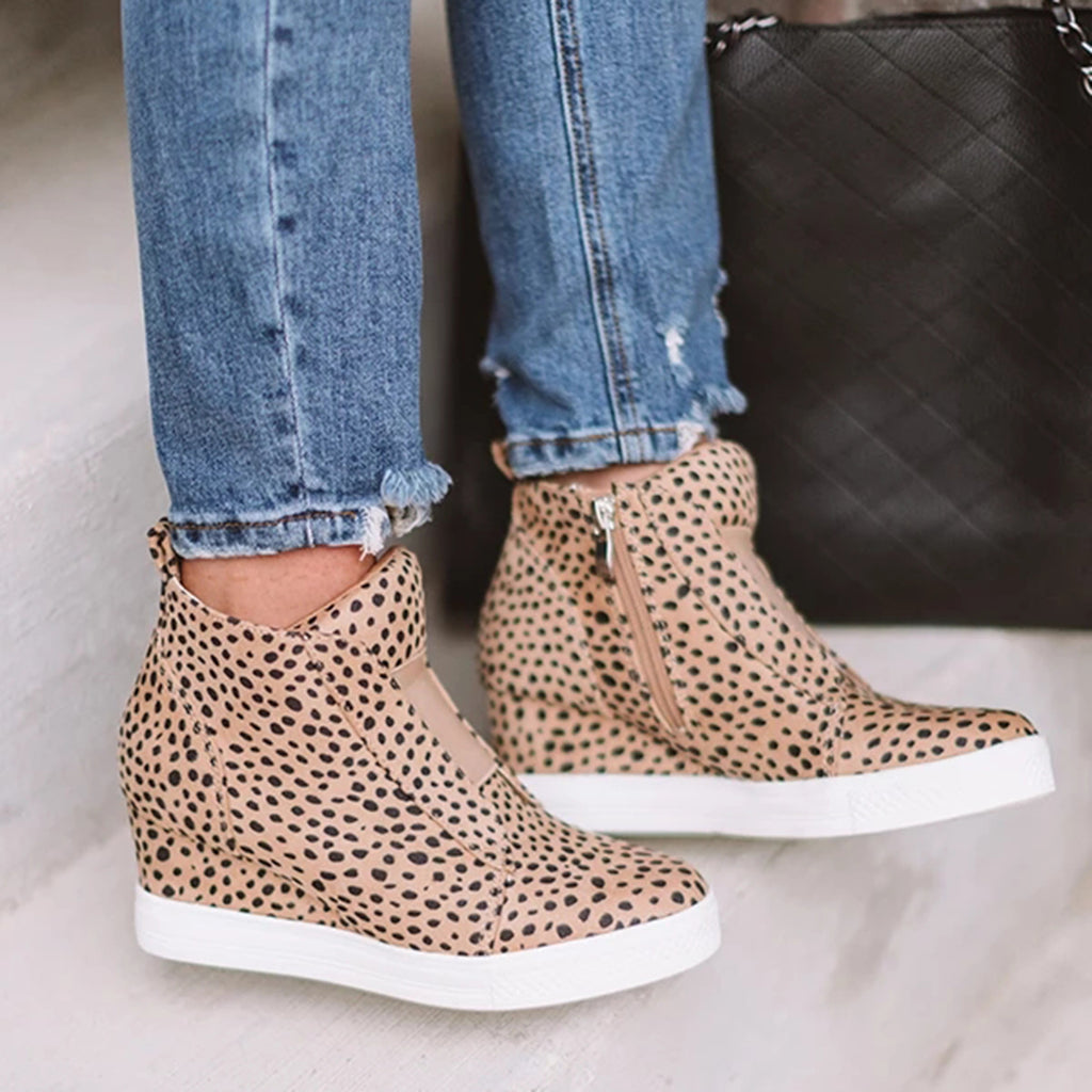 leopard wedge booties