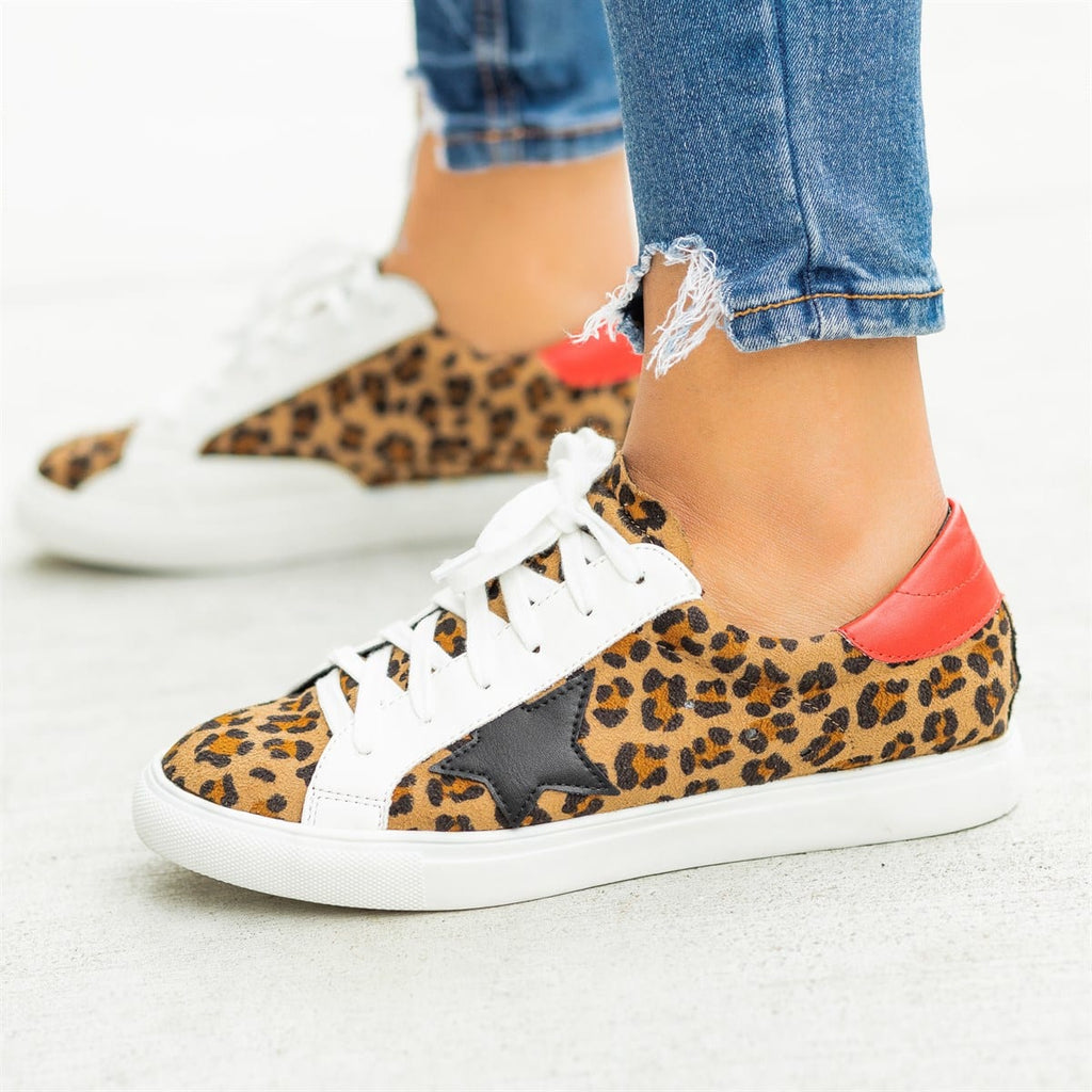 lace up leopard sneakers