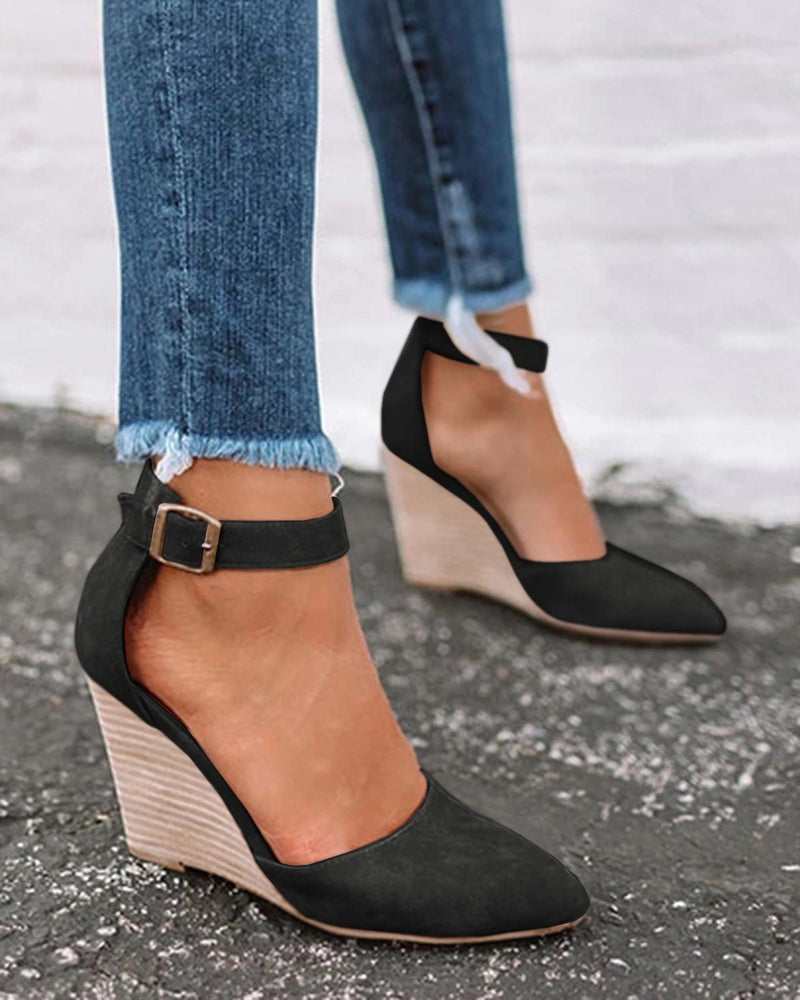 wedge court shoes with ankle strap