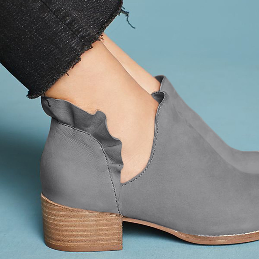 gray booties low heel