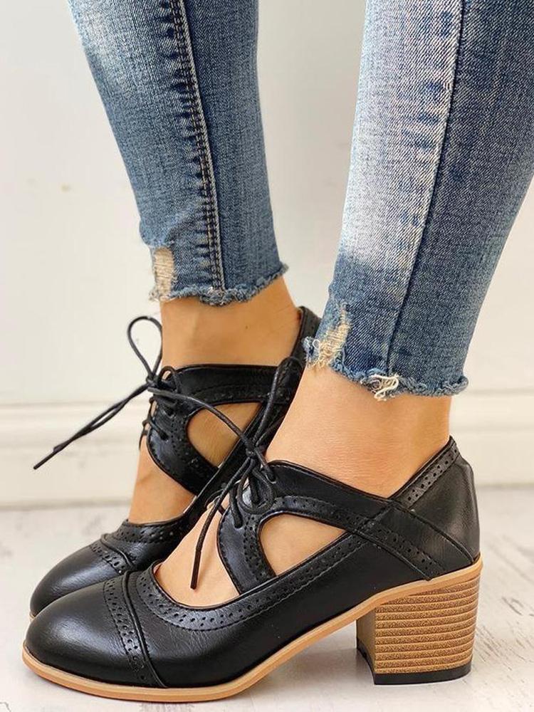 lace up chunky heels