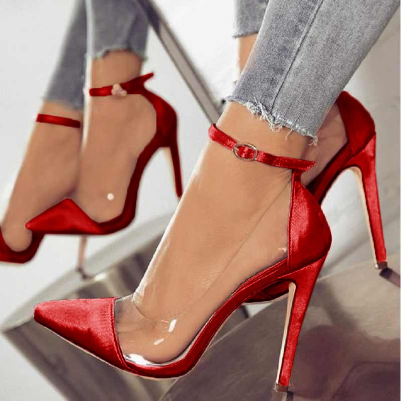 clear stiletto high heels