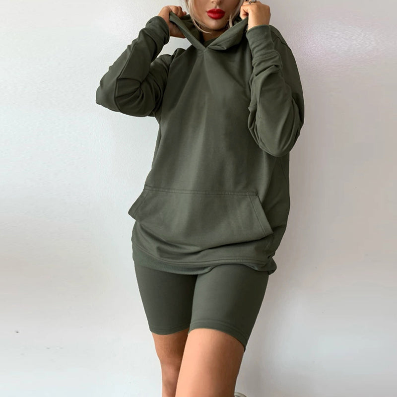 biker shorts sweatshirt set