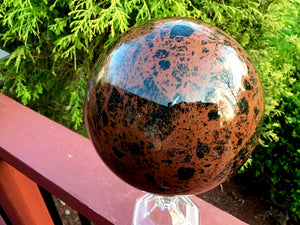 Obsidian Natural Mahogany Crystal Quartz Ball Large 8 Lb. Polished Sphere ~ 5" Wide ~ Reiki, Altar Meditation Display ~ Fast & Free Shipping