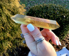 Load image into Gallery viewer, Yellow Fluorite Clear Double Terminated Big 3.2 oz. Wand Generator ~ 4 1/2&quot; Long ~ Sparkling Golden Yellow and Deep Violet Purple Colors
