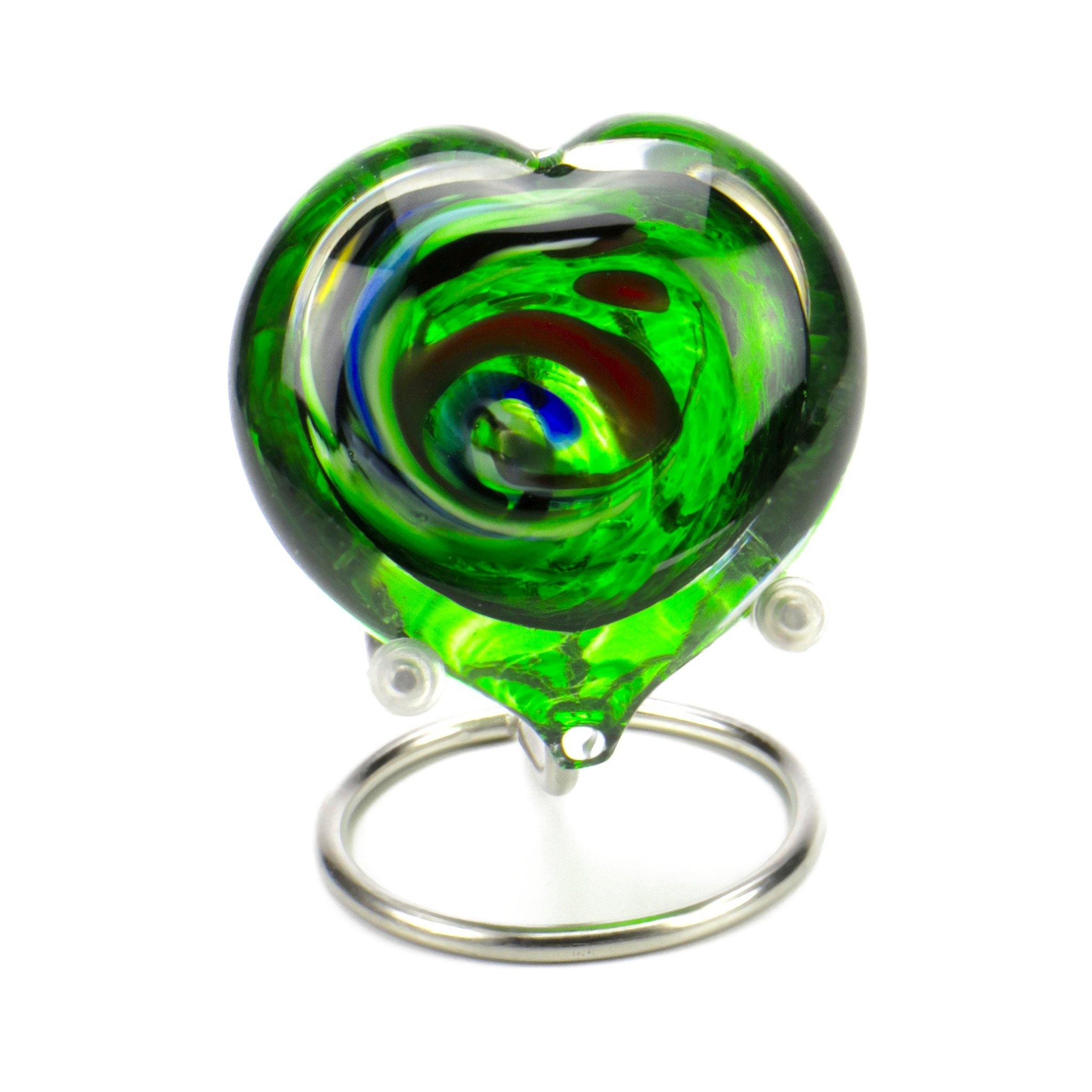 Hebden Pebble Heart Green Keepsake Ashes Urn - Urns UK