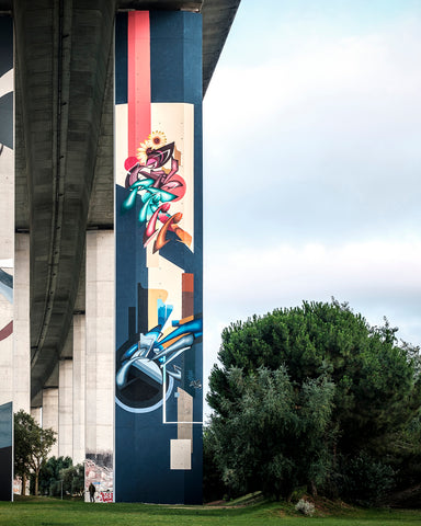 Zurik street art graffiti piece in Vasco Da Gama bridge