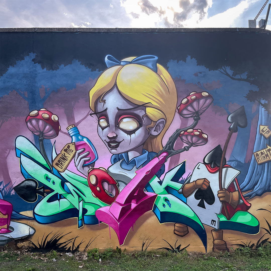 Woak One alice in wonderland graffiti piece