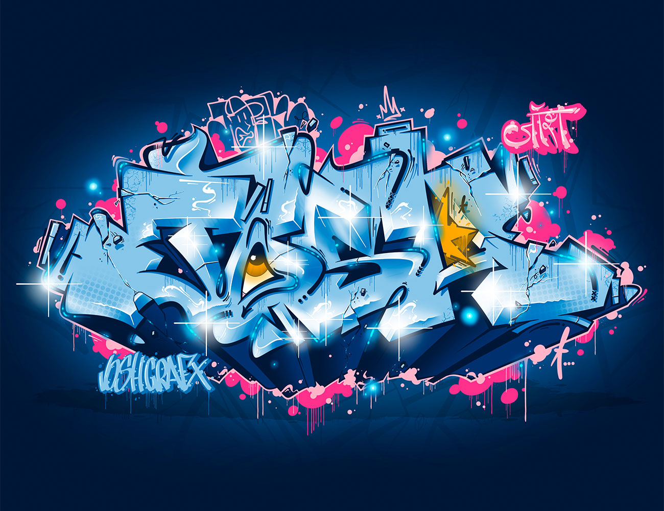 pieza de graffiti digital de Josh Grafx