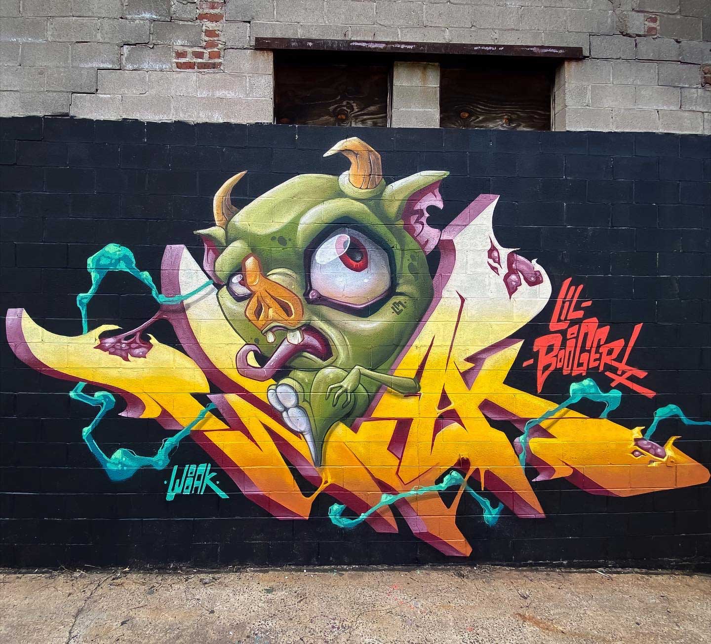 Woak One Seltsames Tier-Graffiti-Stück