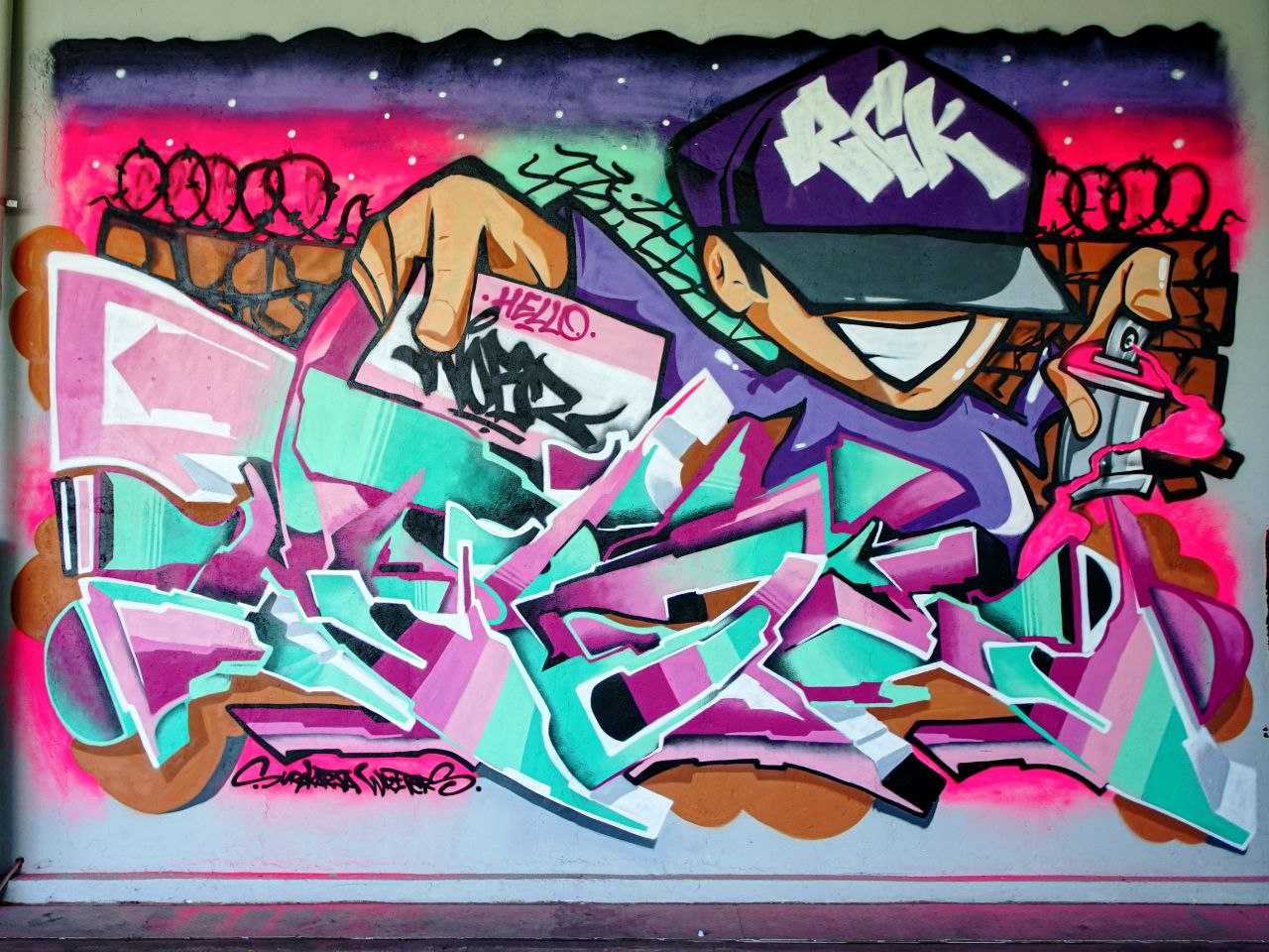 Graffiti von Nobzero beim Treffen der Stile in Indonesien