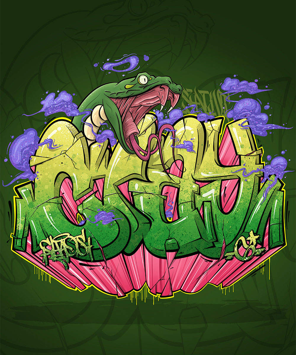 Schlange digitales Graffiti-Stück von Josh Grafx