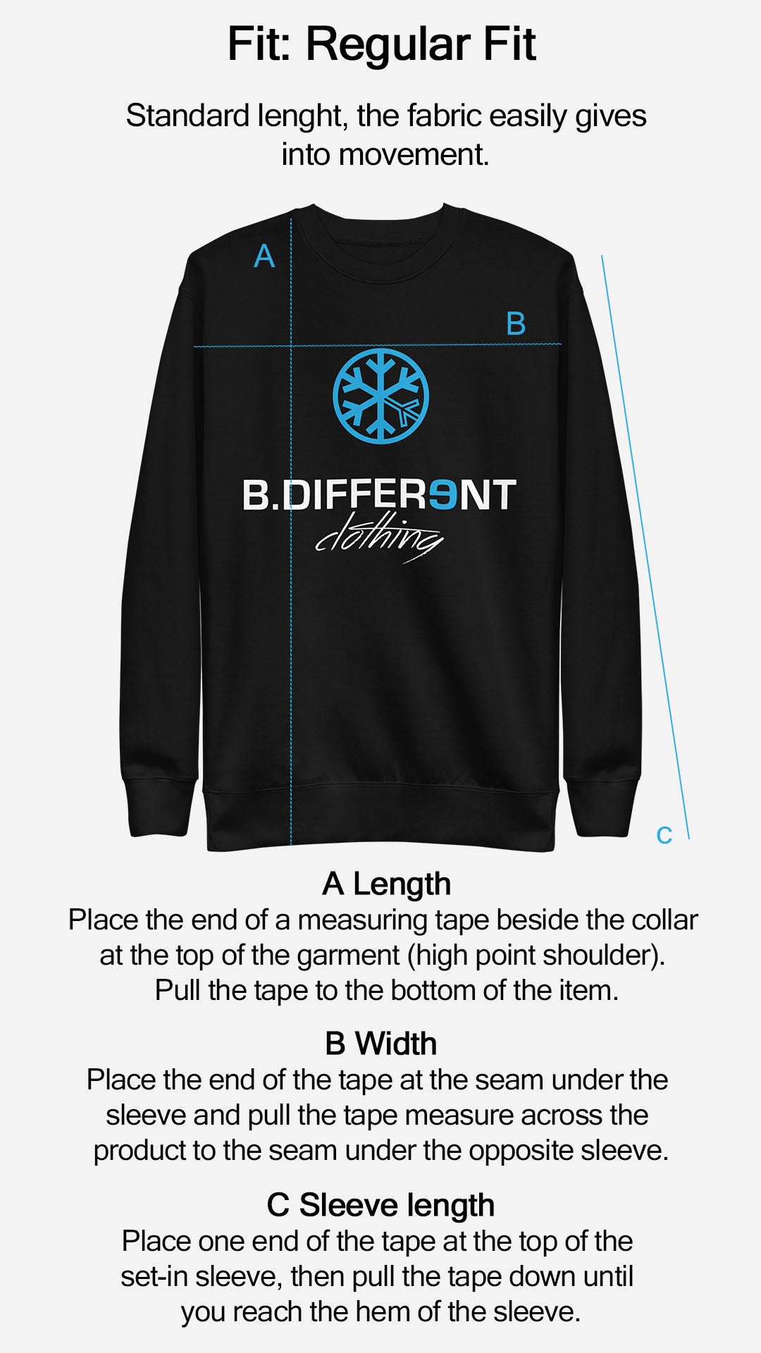 sweatshirt size guide B.Different Clothing