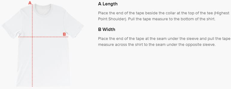 Guía de tallas de camisetas de B.Different Clothing