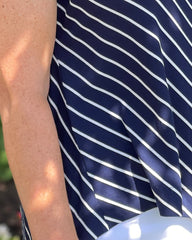 Blue striped T side seam