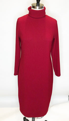 Ribbed Knit Turtleneck Dress