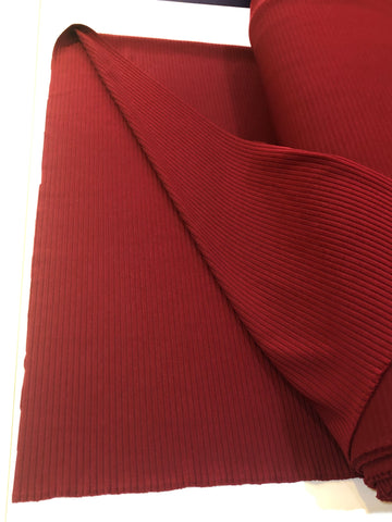 Red ribbed double knit fabric