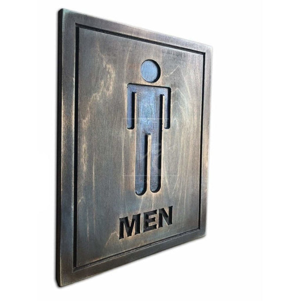 wooden toilet door signs