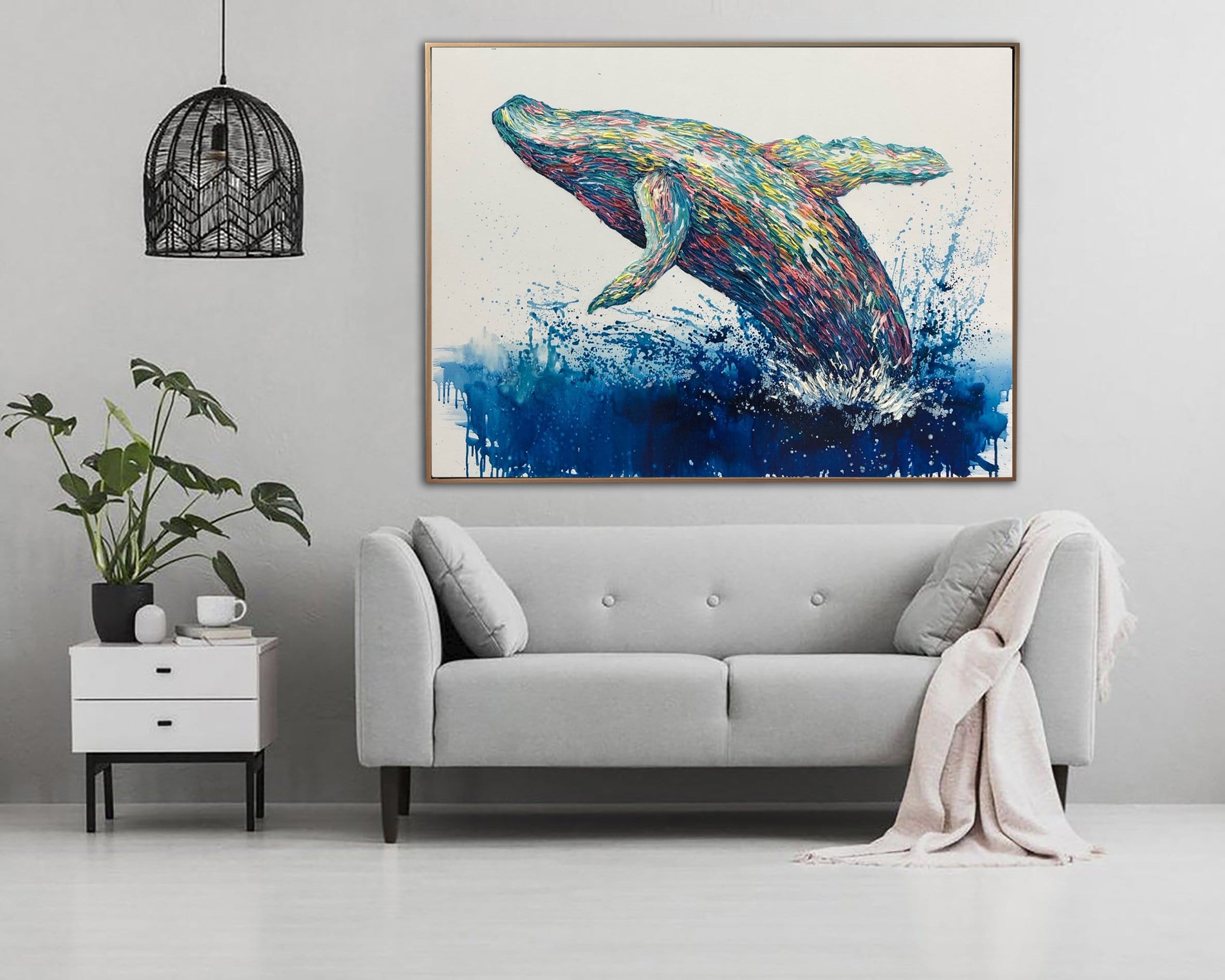 Large Abstract Whale Paintings On Canvas Animal Impasto Oil Painting W ...