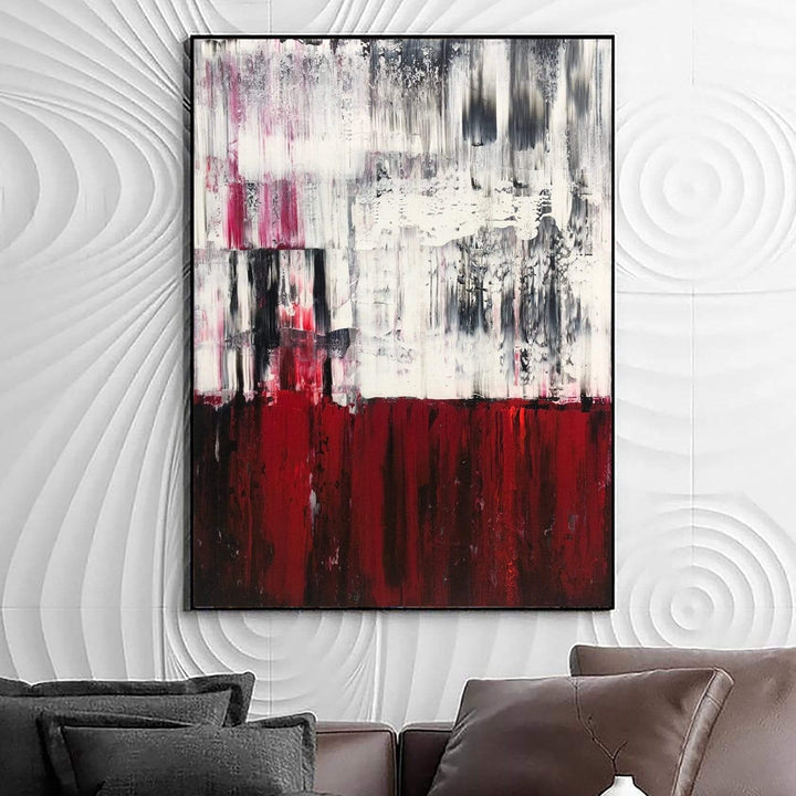 Abstract Red Wall Art Expressionism Painting Red and White Art Minimal