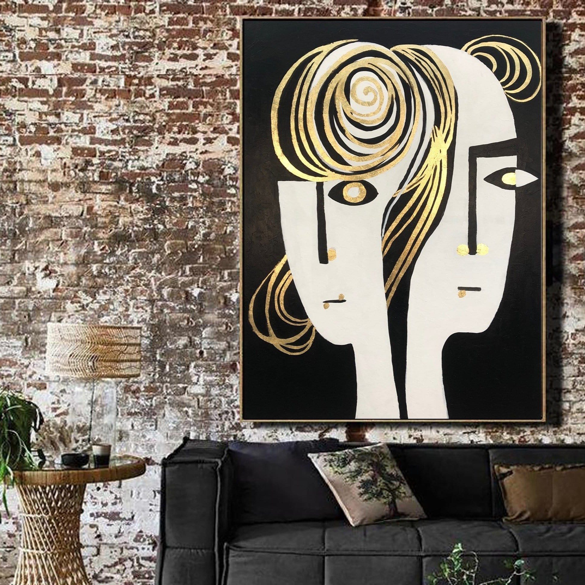 Large Abstract Figurative Black And White Paintings On Canvas Women Fa –  Trend Gallery Art | Original Abstract Paintings