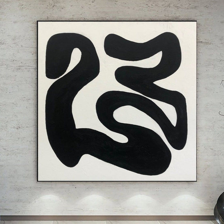 Black And White Canvas Black Lines on White on Canvas Abstract Black And White Oil Painting Black and White Wall Art Black Wall Decor | BLACK ON WHITE - Trend Gallery Art | Original Abstract Paintings