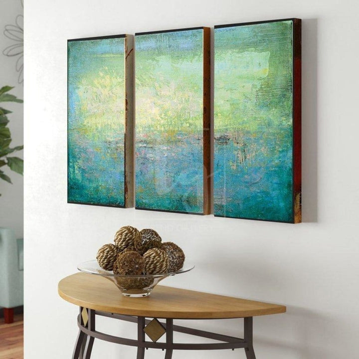 Green Abstract Painting Large Canvas Wall Art Blue Abstract Painting | TURQUOISE MEADOW