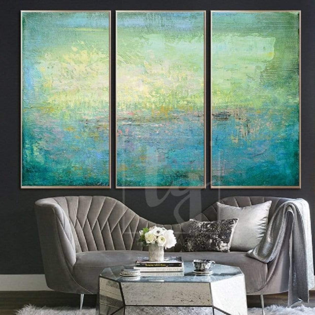 Green Abstract Painting Large Canvas Wall Art Blue Abstract Painting | –  Trend Gallery Art | Original Abstract Paintings
