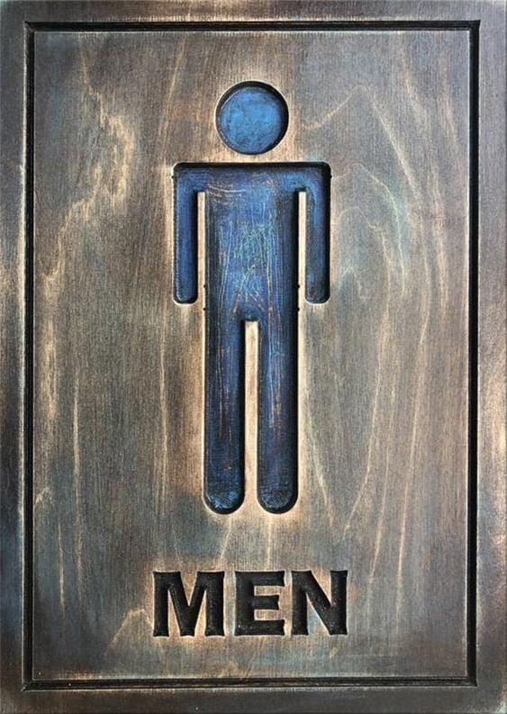 wooden toilet door signs