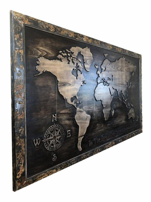 Exclusive World Map Original Steel Frame Map Wooden Art Decor Original Trend Gallery Art Original Abstract Paintings