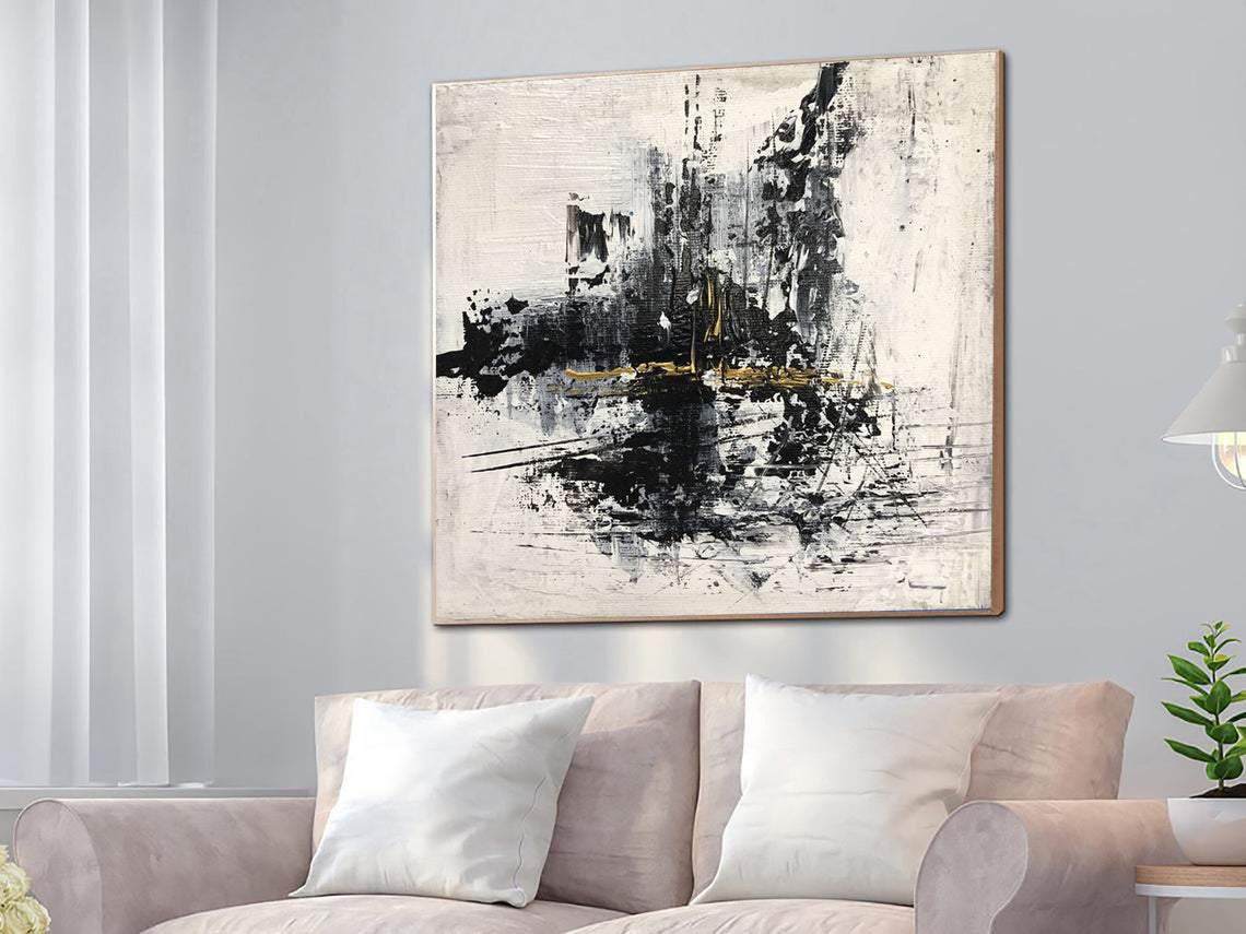 Oversize Oil Painting Gray Painting Black Paintings On Canvas ...