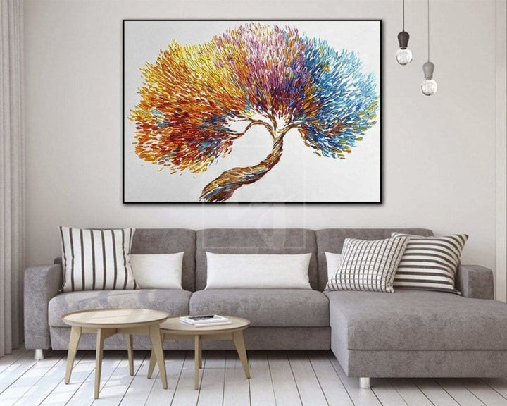 Original Tree Abstract Painting Colorful Tree Artwork Modern Abstract Tree Oil Painting Tree Wall Artwork | YEAR-ROUND - Trend Gallery Art | Original Abstract Paintings