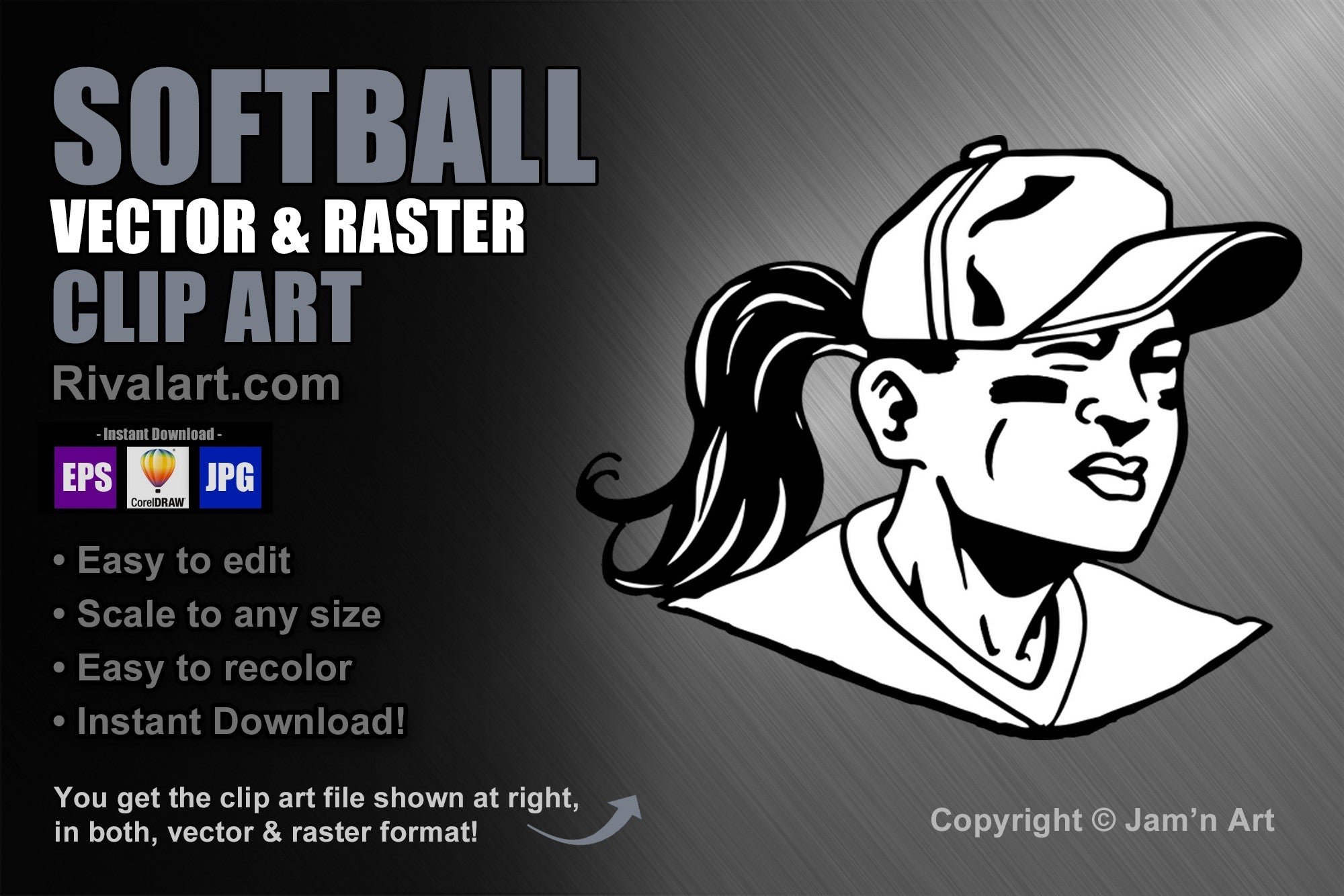 girls softball clip art black and white