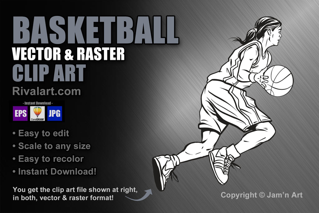 basketball player dribbling clipart