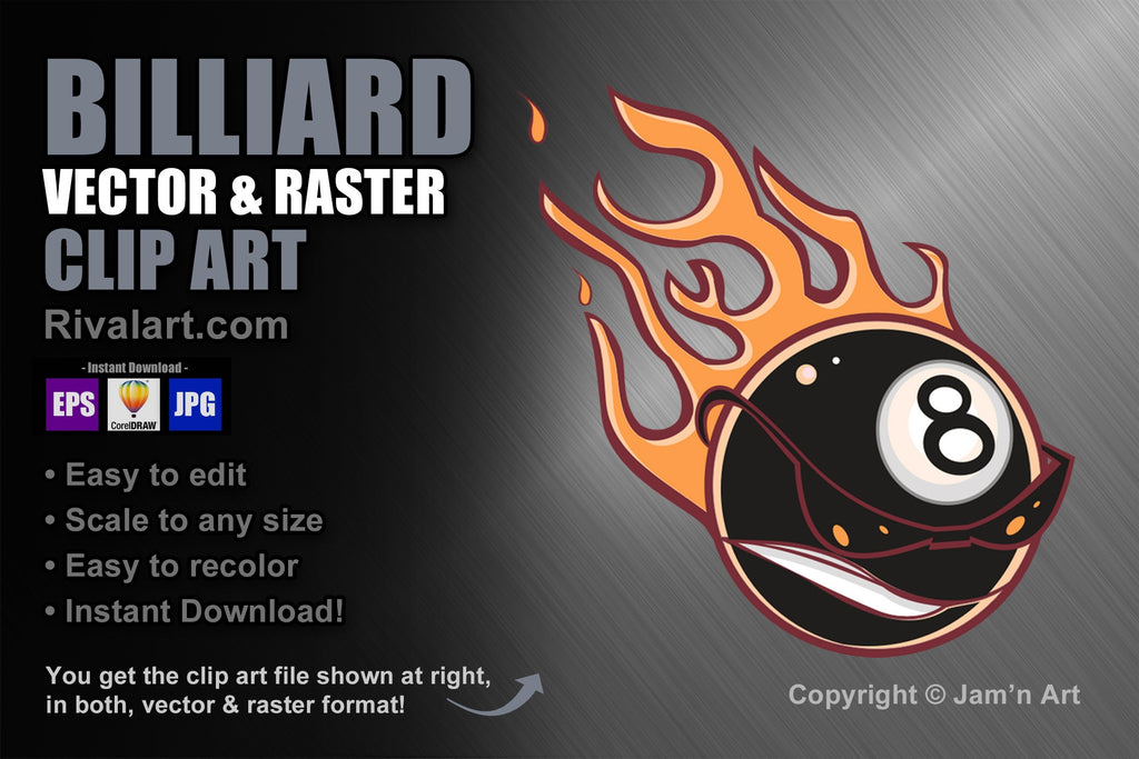 flaming billiard clipart