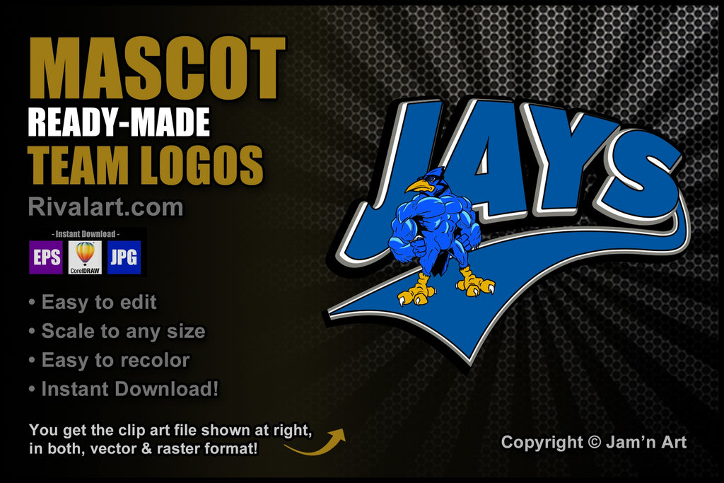 Cool Blue Jays With Muscles Graphic Colored Muscular Strong Mascot –  Rivalart