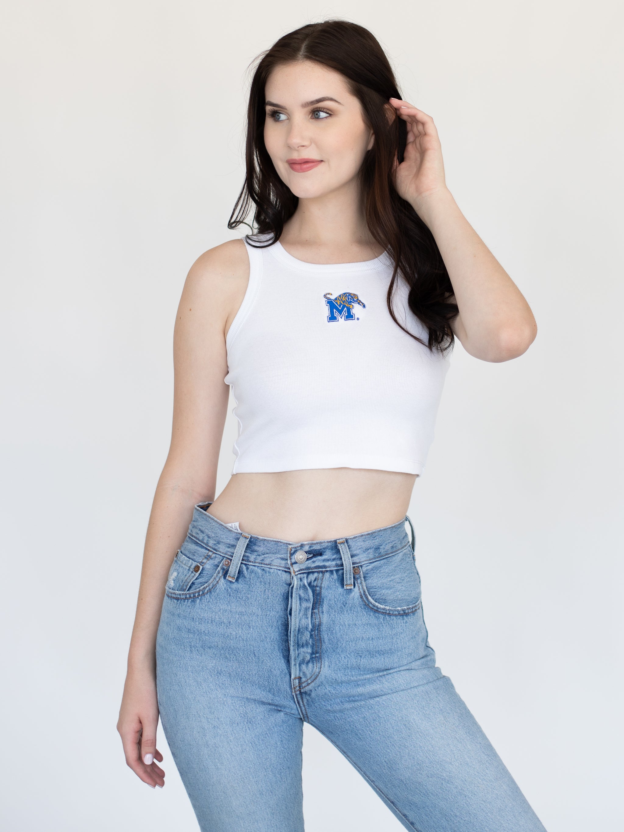 University of Memphis - Ribbed Cropped Tank Top - White – Established and  Company