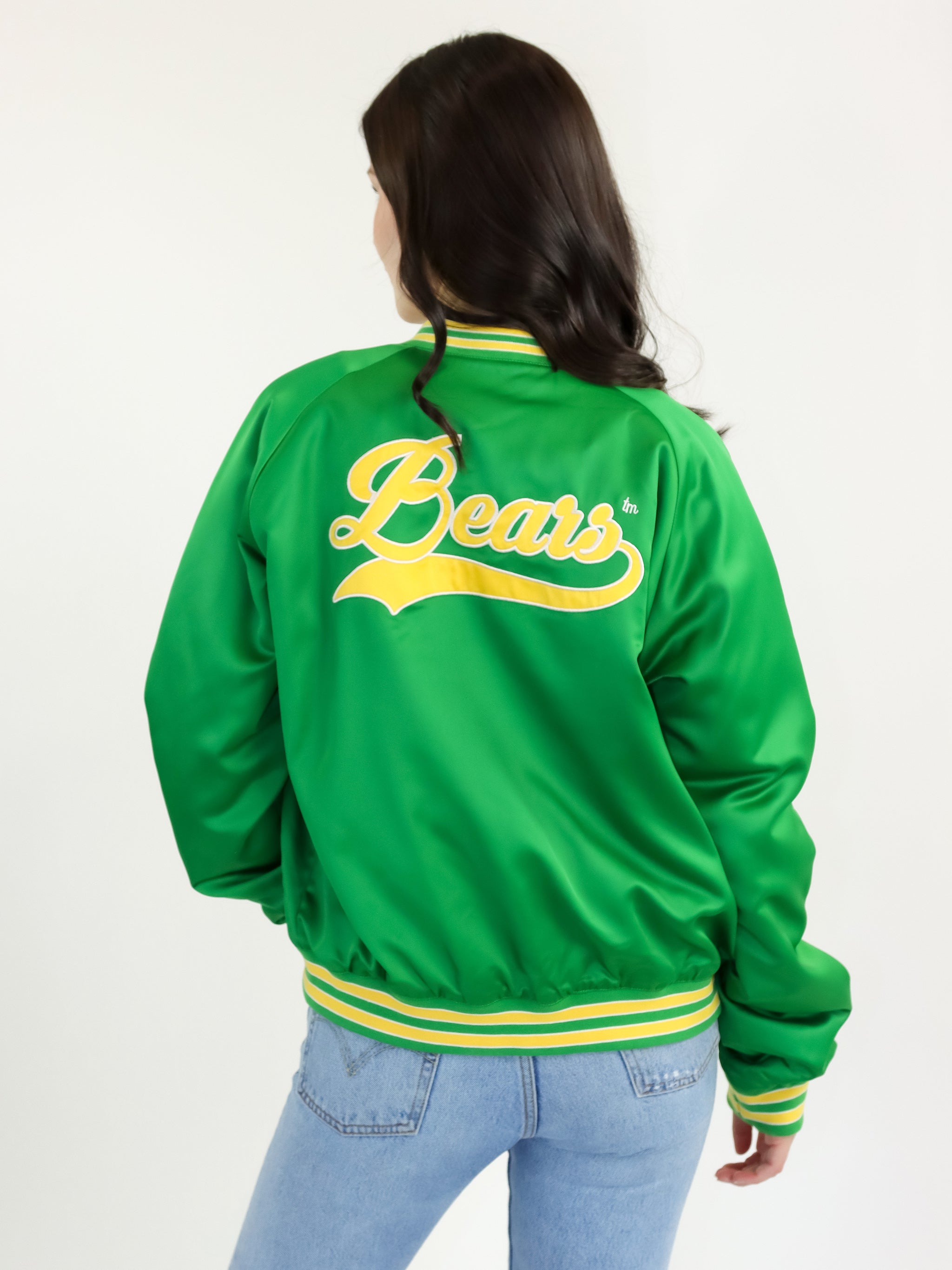 Men's - Vintage College Varsity Bomber Jacket in Emerald Green