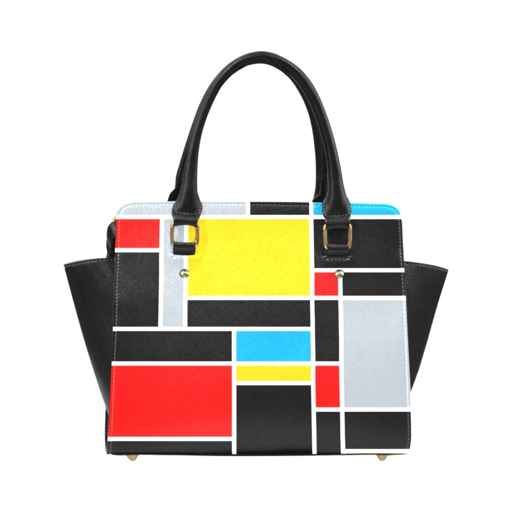Mondrian Dark Cells Classic Shoulder Handbag