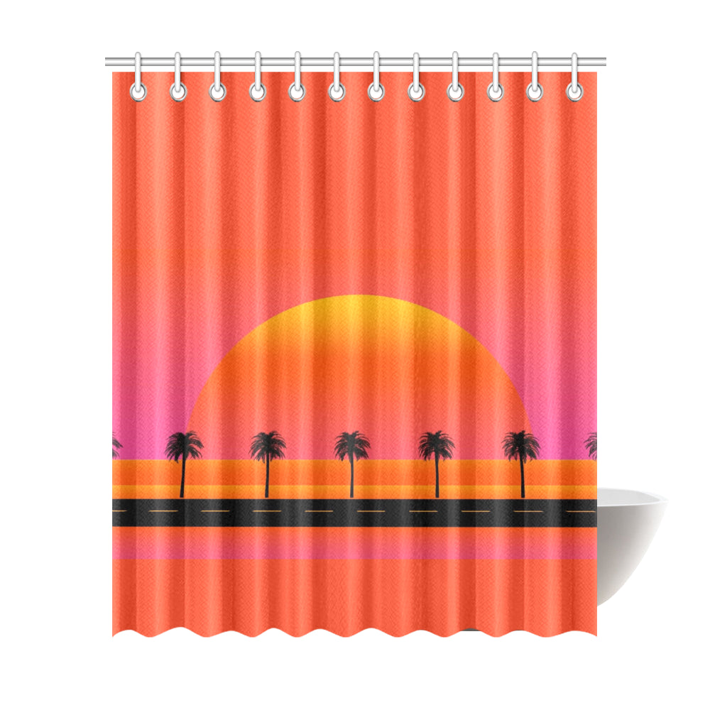 Retro Sunset Strip Shower Curtain 72"x84"