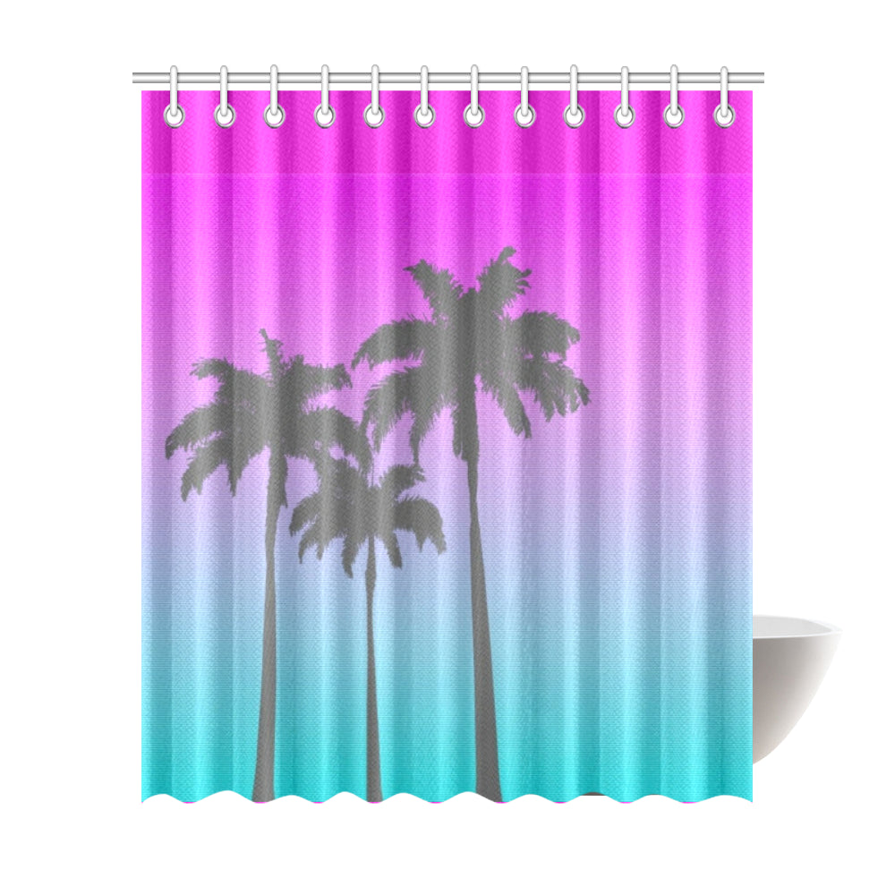 Retro Palms (Pink & Blue) Shower Curtain 72"x84"