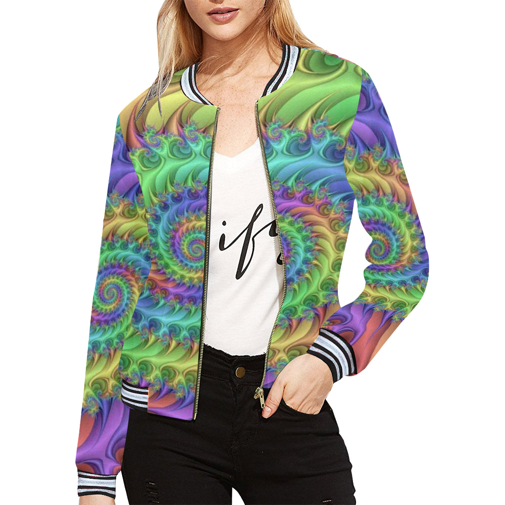 Spiraling Down Women's Bomber