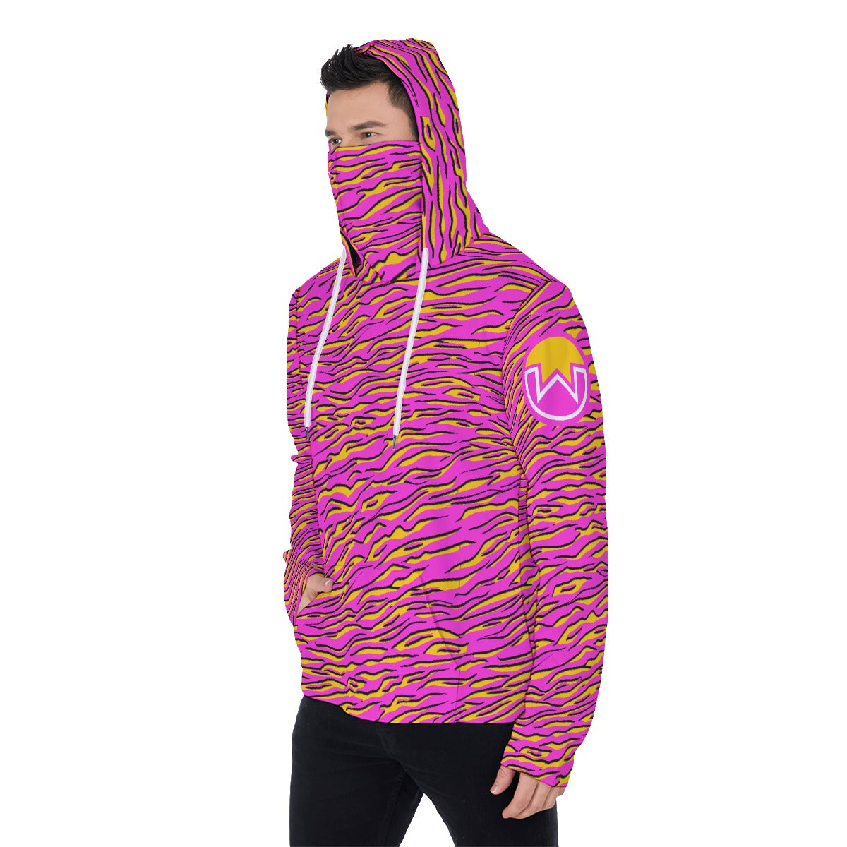 Wownero Tiger Stripe Fleece Hoodie With Mask