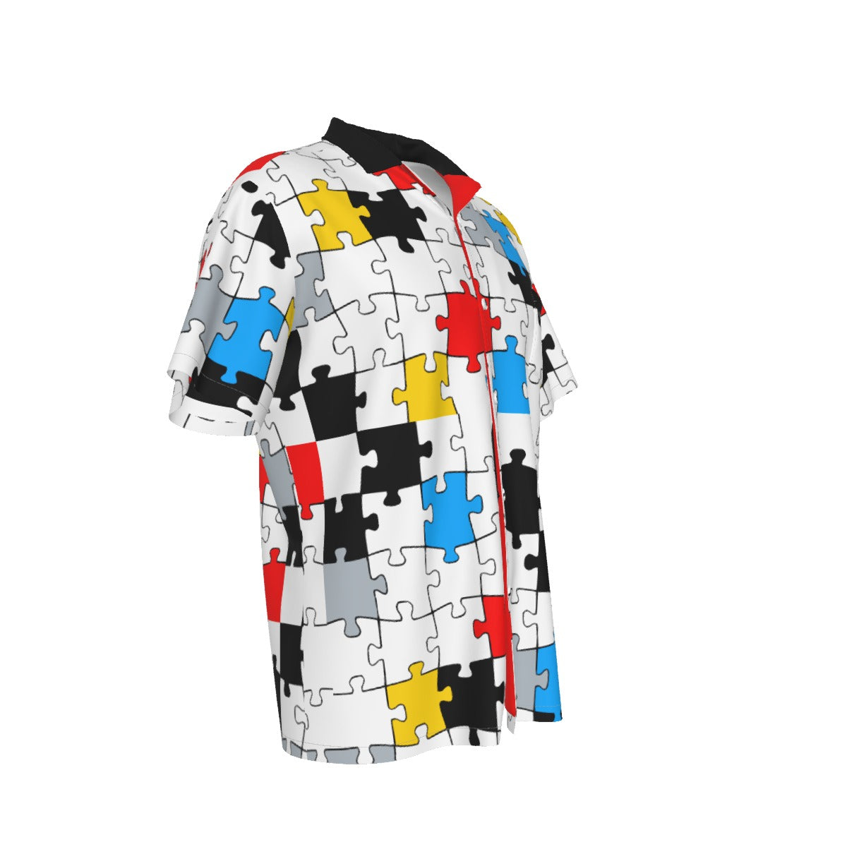 Mondrian Puzzle Hawaiian Shirt With Pocket