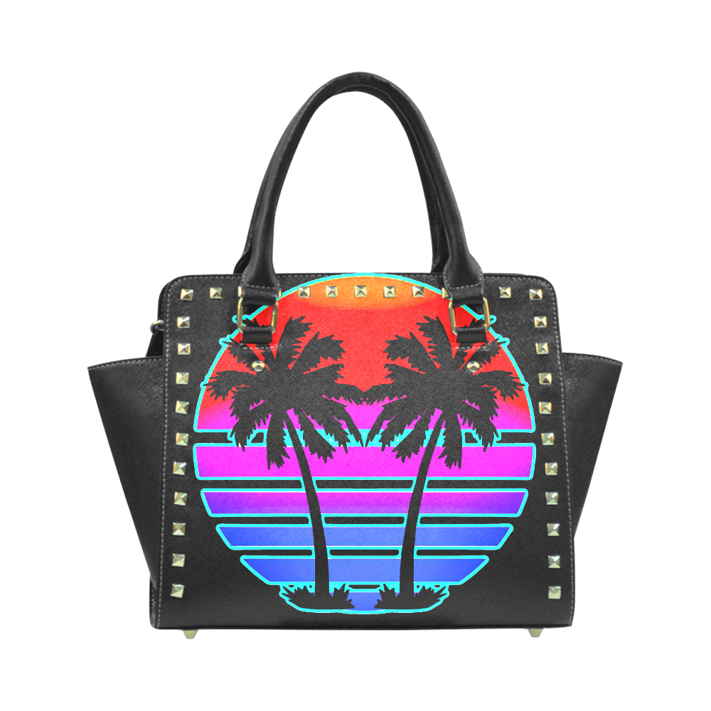 Retro Neon Sunset Rivet Handbag