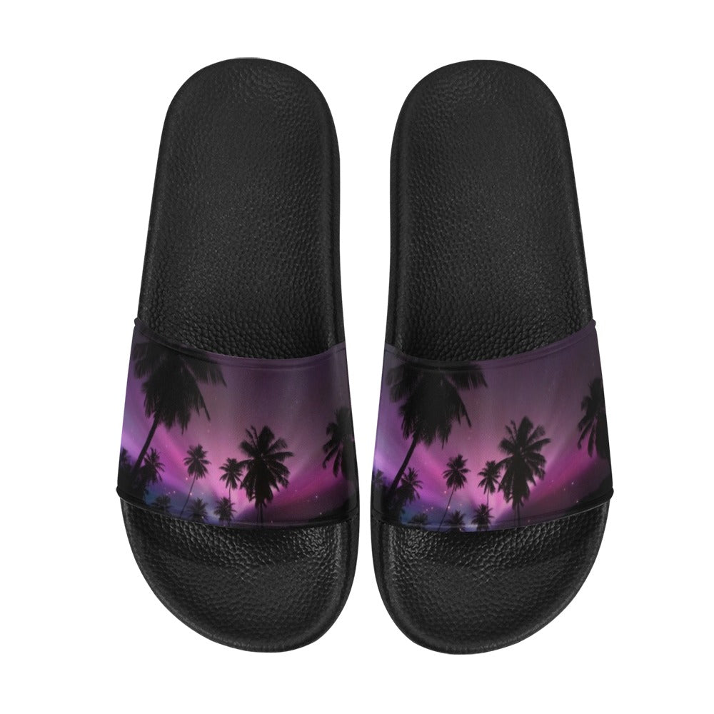 Retro Dark Palms Men's Slide Sandals