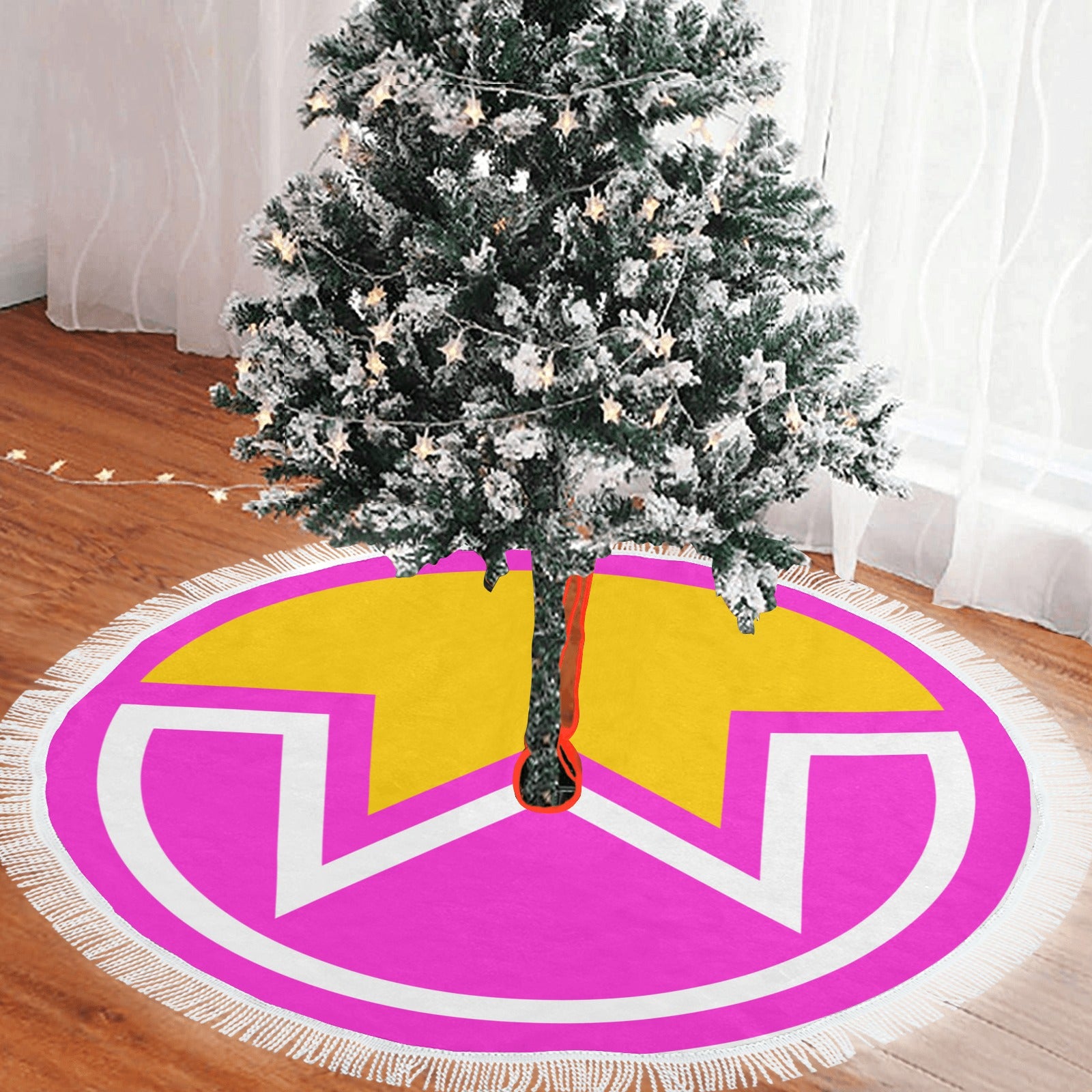 Wownero Thick Fringe Christmas Tree Skirt 60"x60"