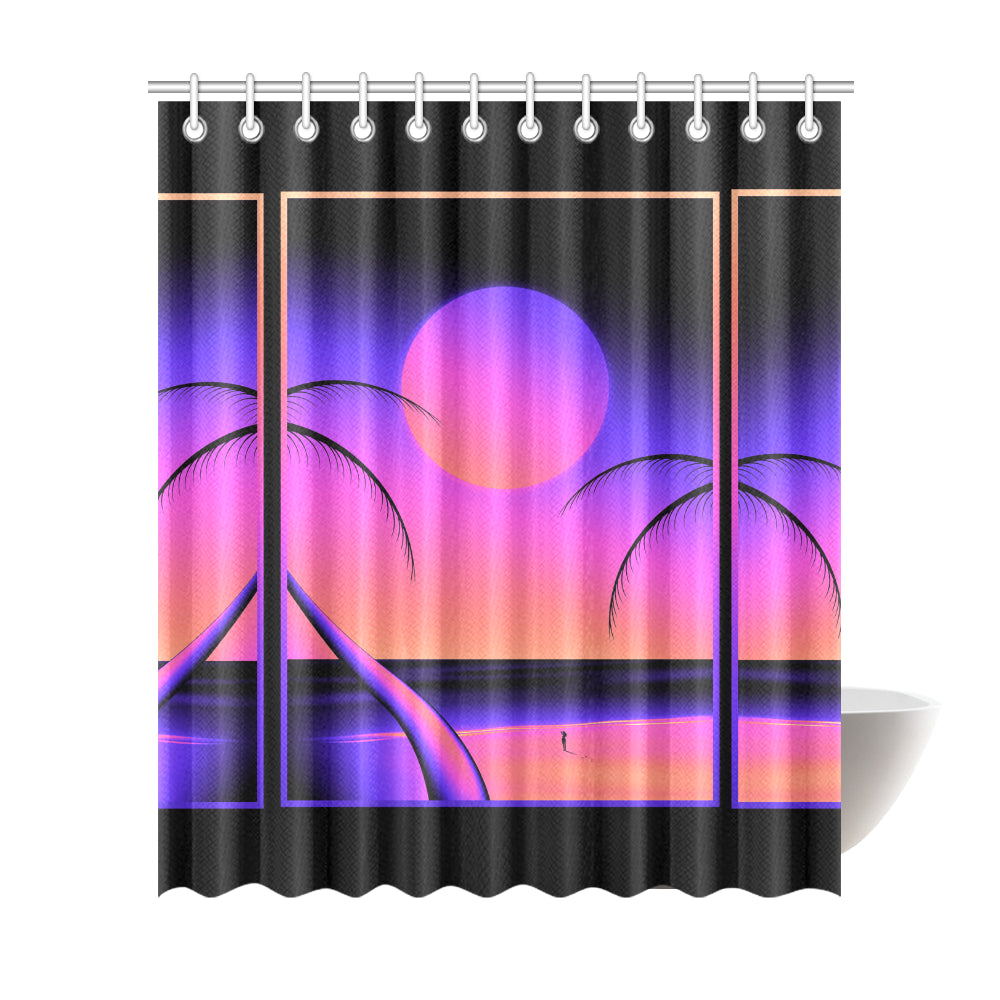 Retro Violet Glow Shower Curtain 72"x84"